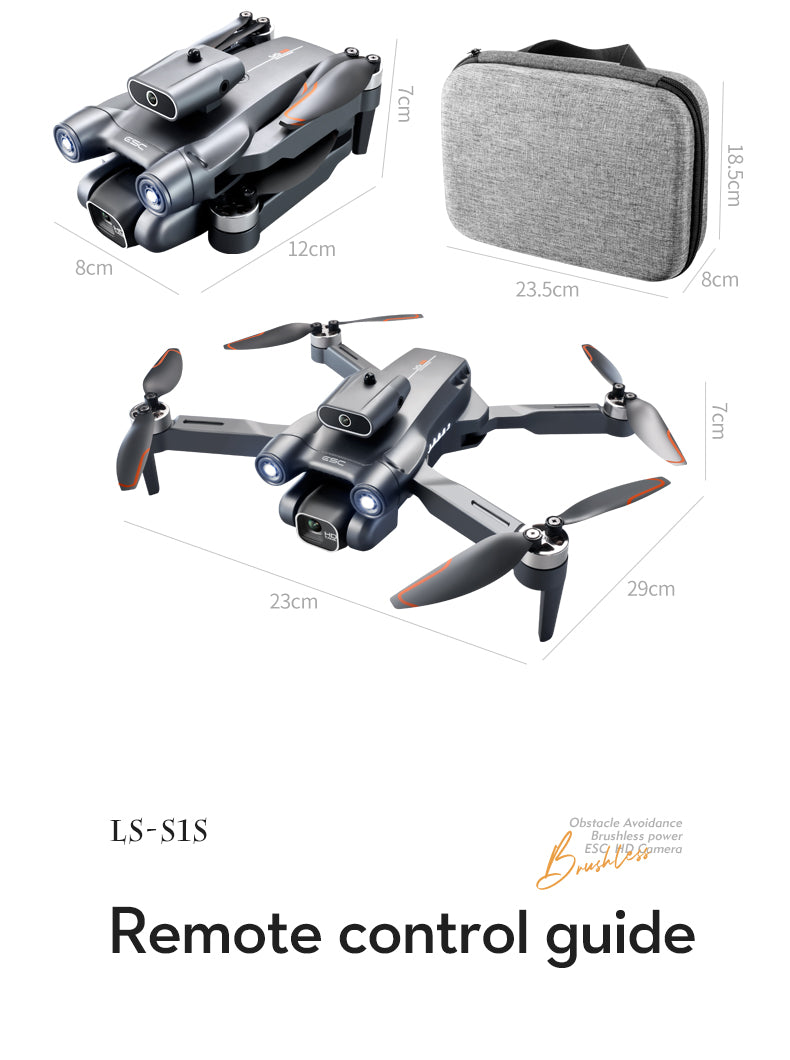 Drone With 4K Camera for Adults, Casrra S1S RC Quadcopter with High Speed Brushless Motor, Waypoint Fly，2 Batteries, Carrying Case，Hand gesture photography, Waypoint Fly，Optical Flow Position，Black