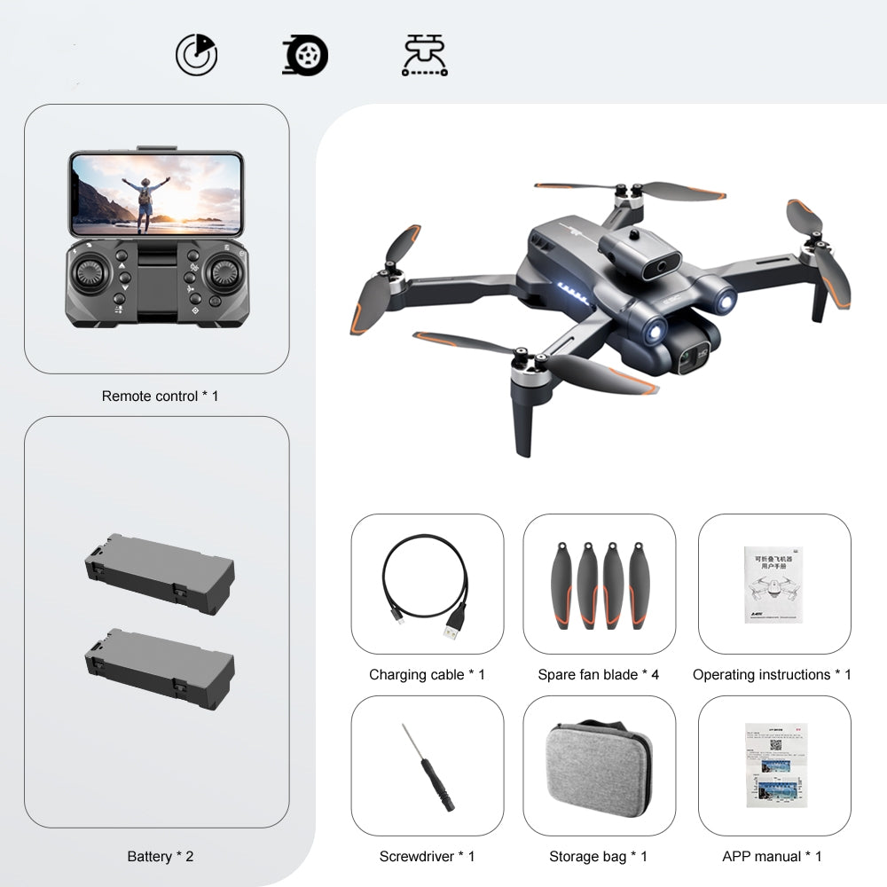 Drone With 4K Camera for Adults, Casrra S1S RC Quadcopter with High Speed Brushless Motor, Waypoint Fly，2 Batteries, Carrying Case，Hand gesture photography, Waypoint Fly，Optical Flow Position，Black