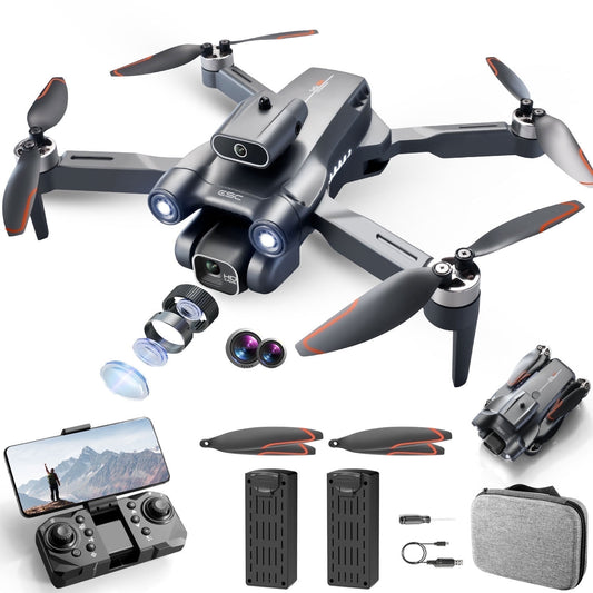 Drone With 4K Camera for Adults, Casrra S1S RC Quadcopter with High Speed Brushless Motor, Waypoint Fly，2 Batteries, Carrying Case，Hand gesture photography, Waypoint Fly，Optical Flow Position，Black