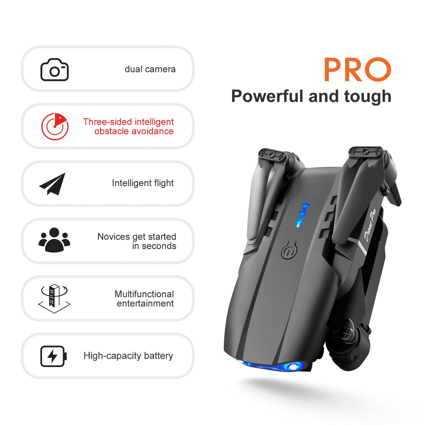 Casrra Drone E99pro With 1080P HD Dual Camera for Adults Kids,RC Quadcopter with 2 Modular 1800mAh Batteries for 30 Mins Long Flight,Black,Altitude Hold,Waypoint Fly,Carrying Case